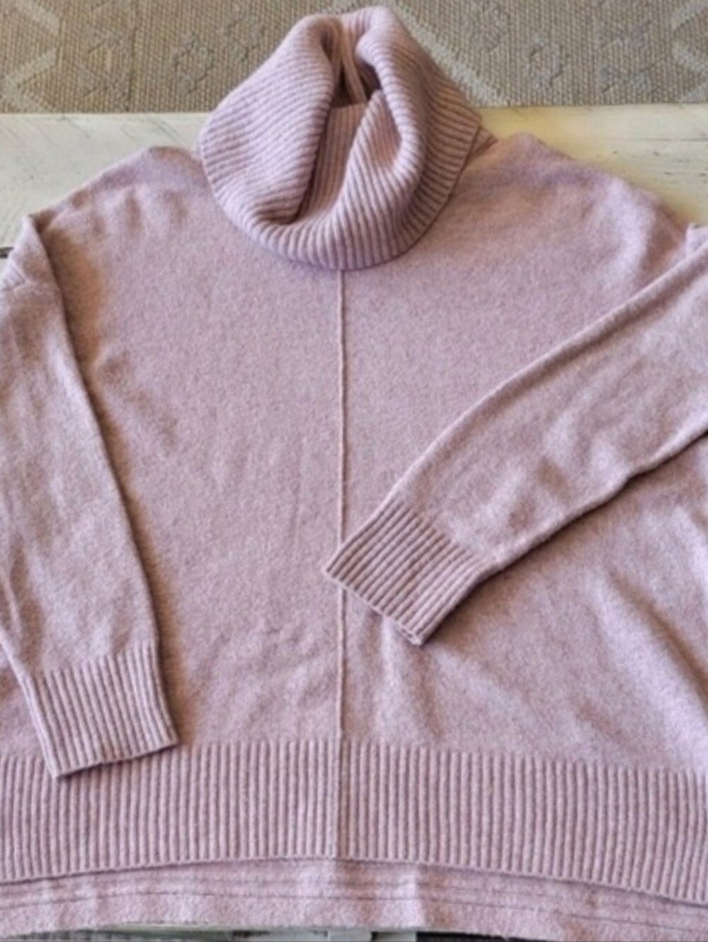 Ruby Moon Cowl Neck Sweater With Side Slits, Size  Large, Pink Color